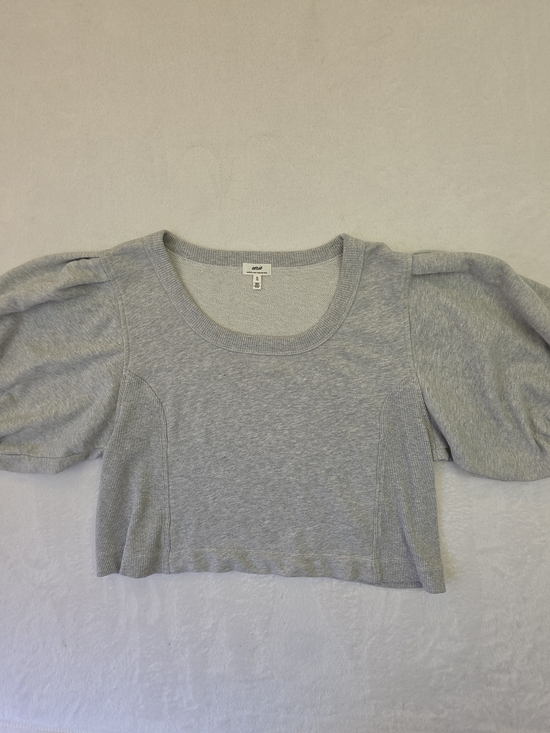 aerie Tops - Aerie Puff Sleeve Cropped Top Womens XL Gray Knit Casual Short Sleeve